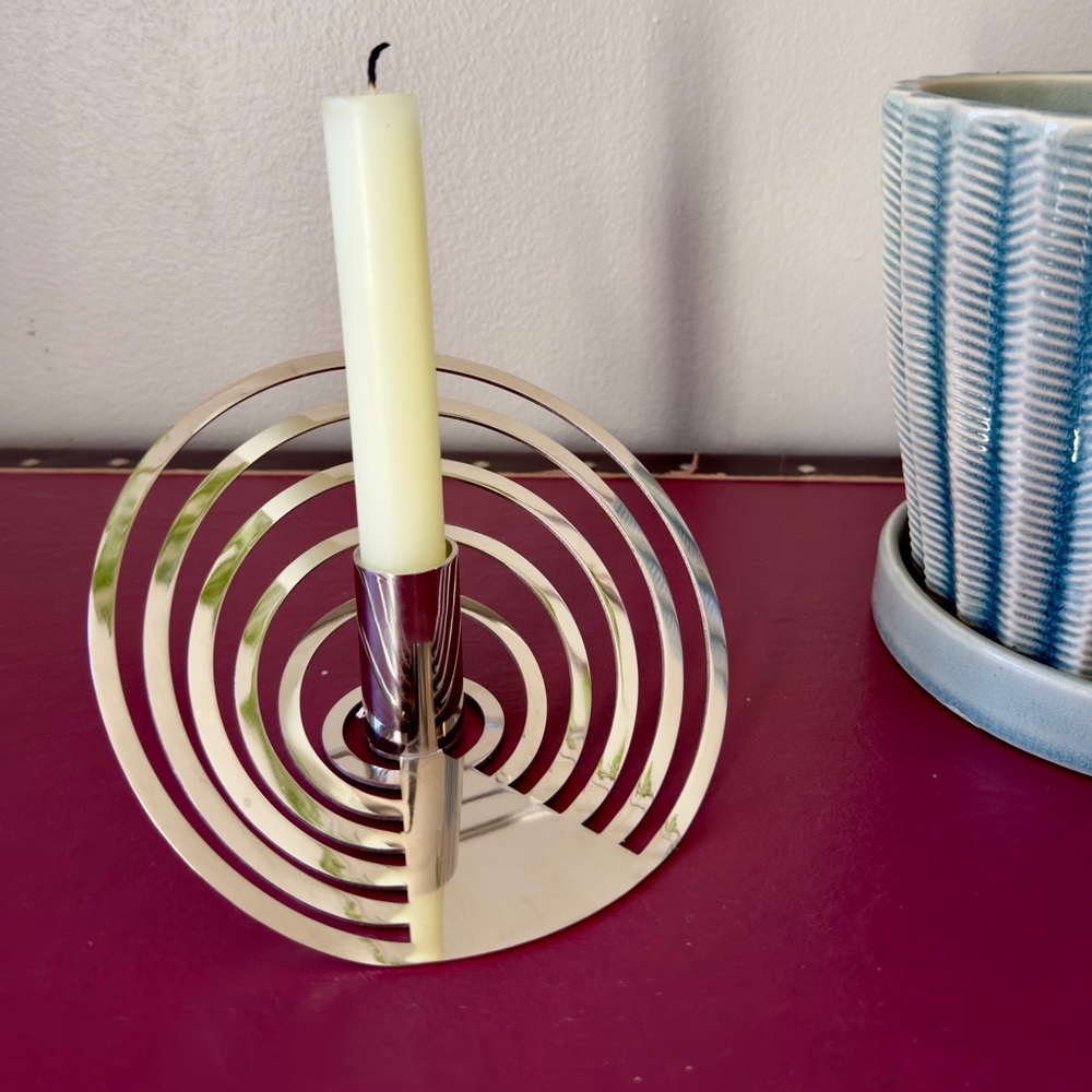 Vintage EightMood Anderssons Scandinavian Sweden Stainless Metal Candle Holder.